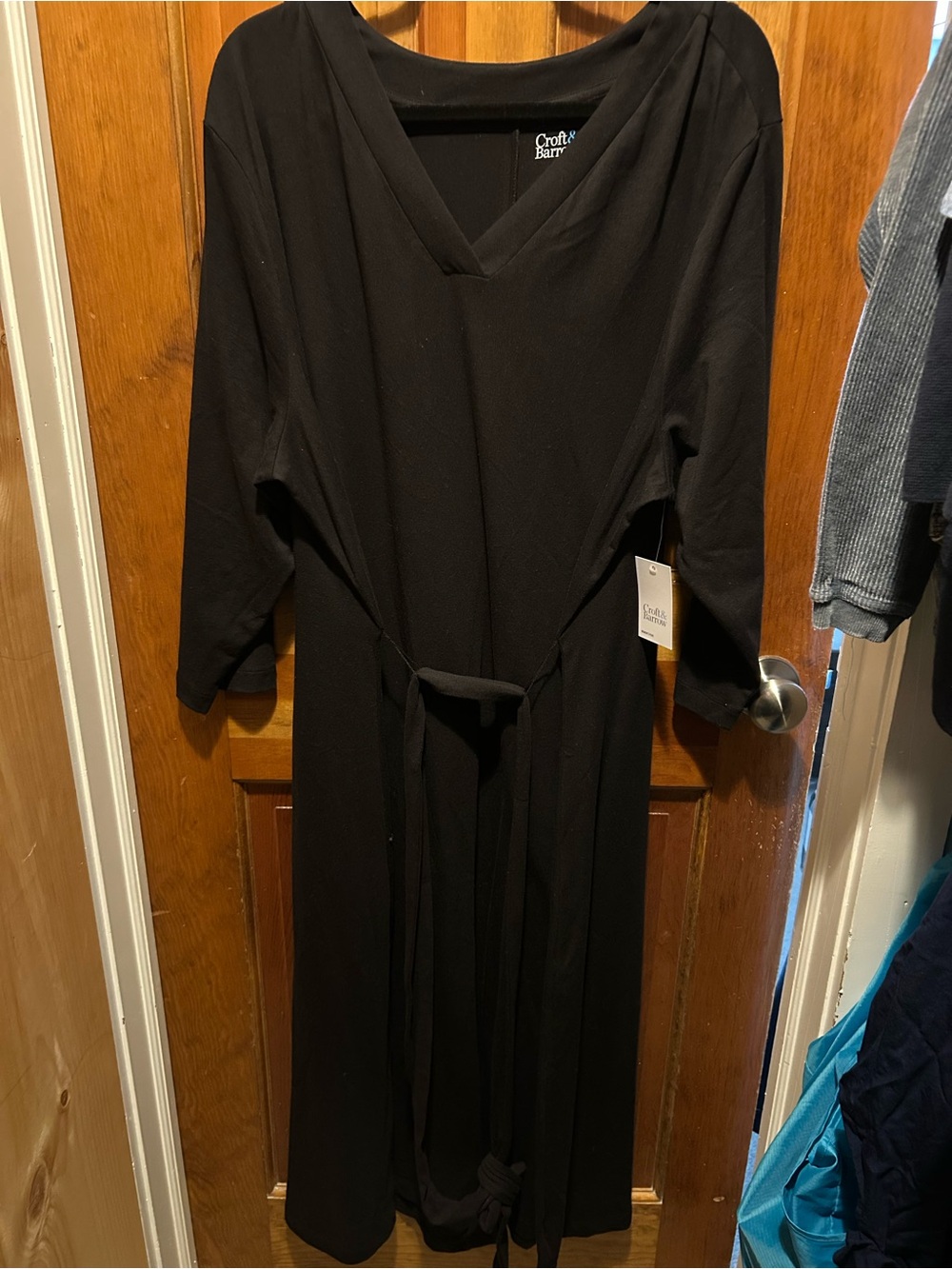 croft & barrow Black V-Neck Maxi Dress with Tie Waist